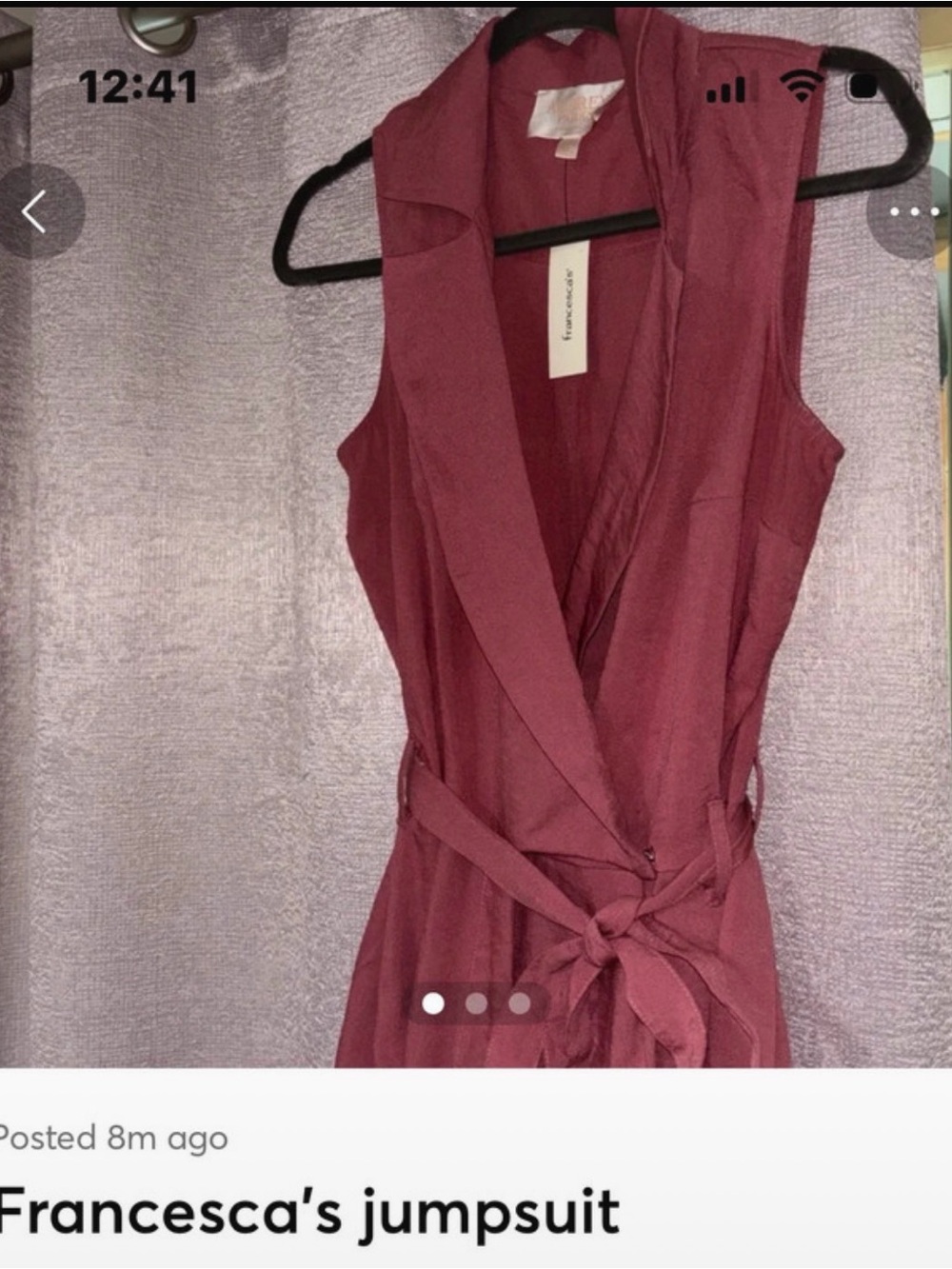 Francesca's Wine-Red Sleeveless Wrap Jumpsuit